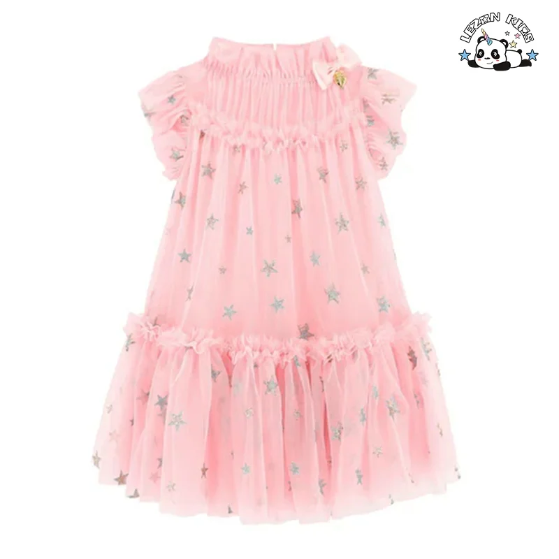 LEZONKIDS - European Style Kids Star Foil Print Birthday Party Tulle Dress Children's Cake Skirt Dress
